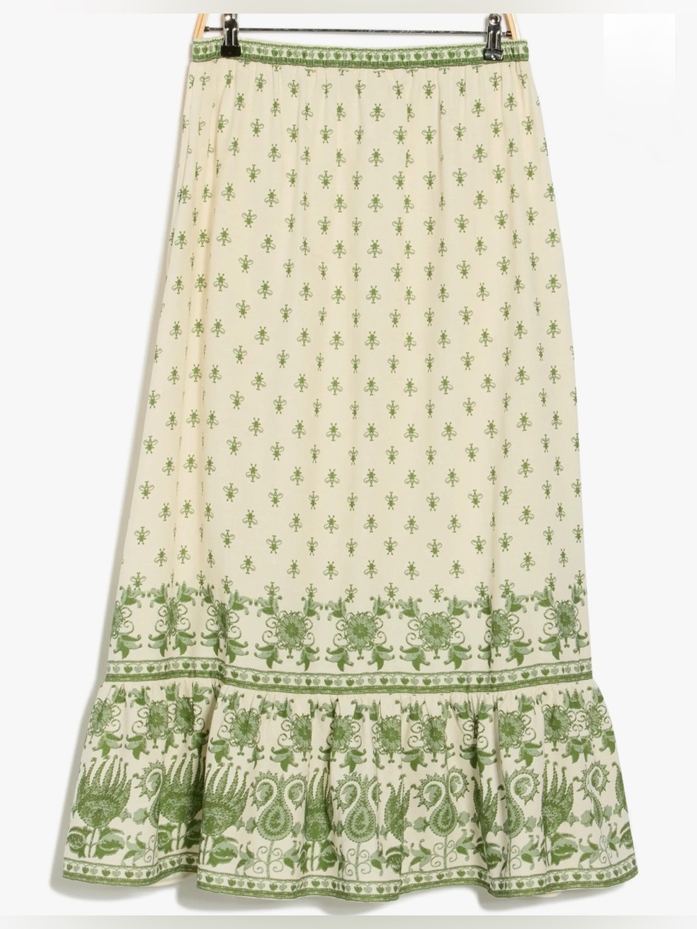 MAX STUDIO Pull-On Maxi Border Printed Prairie Skirt Linen Cotton Boho Small NWT